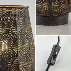 Lantaarn tafellamp donker bruin oriental