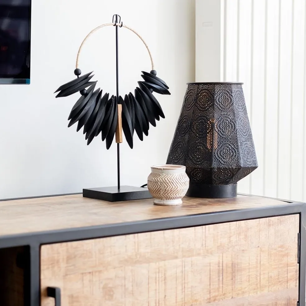 Lantaarn tafellamp donker bruin oriental