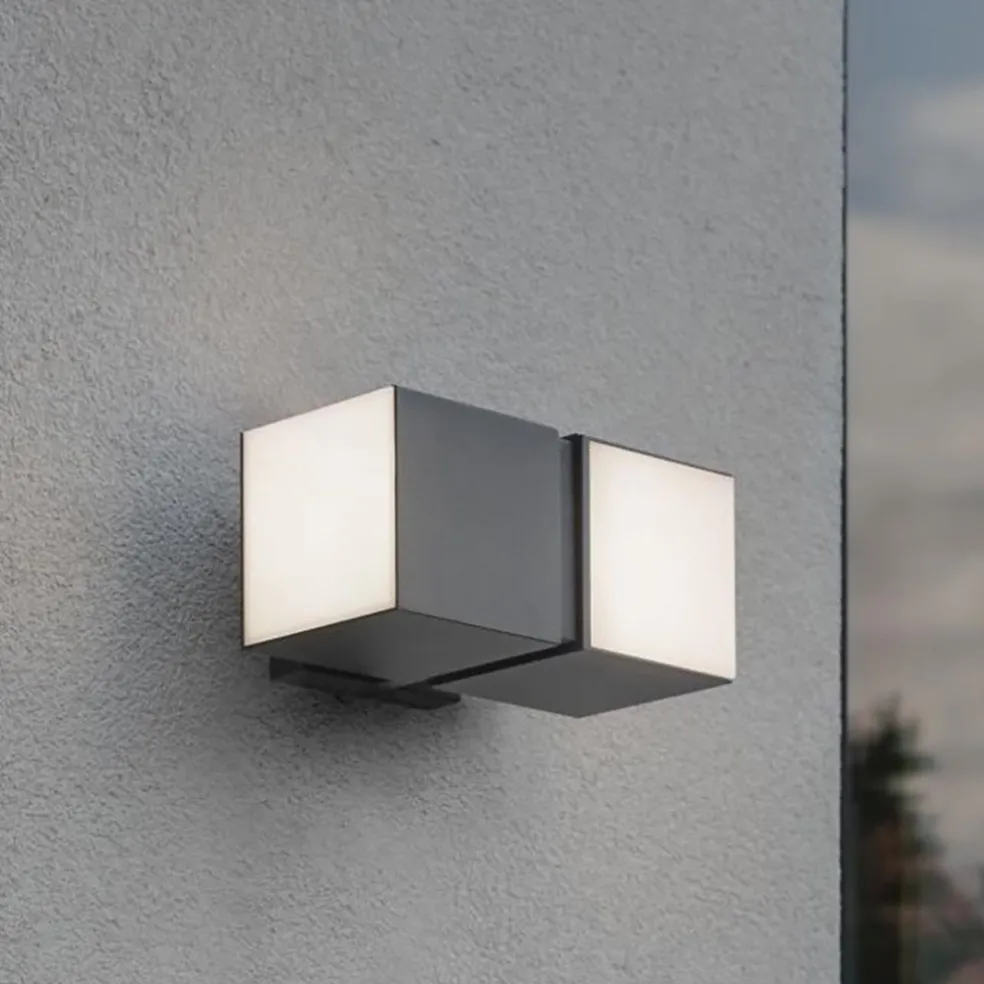 LED buitenlamp dubbele kubus draaibaar grijs IP54