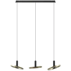 LED eettafelhanglamp 3-lichts balk zwart/goud dimbaar