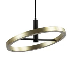 LED hanglamp Circle zwart/goud 3-standen dimbaar