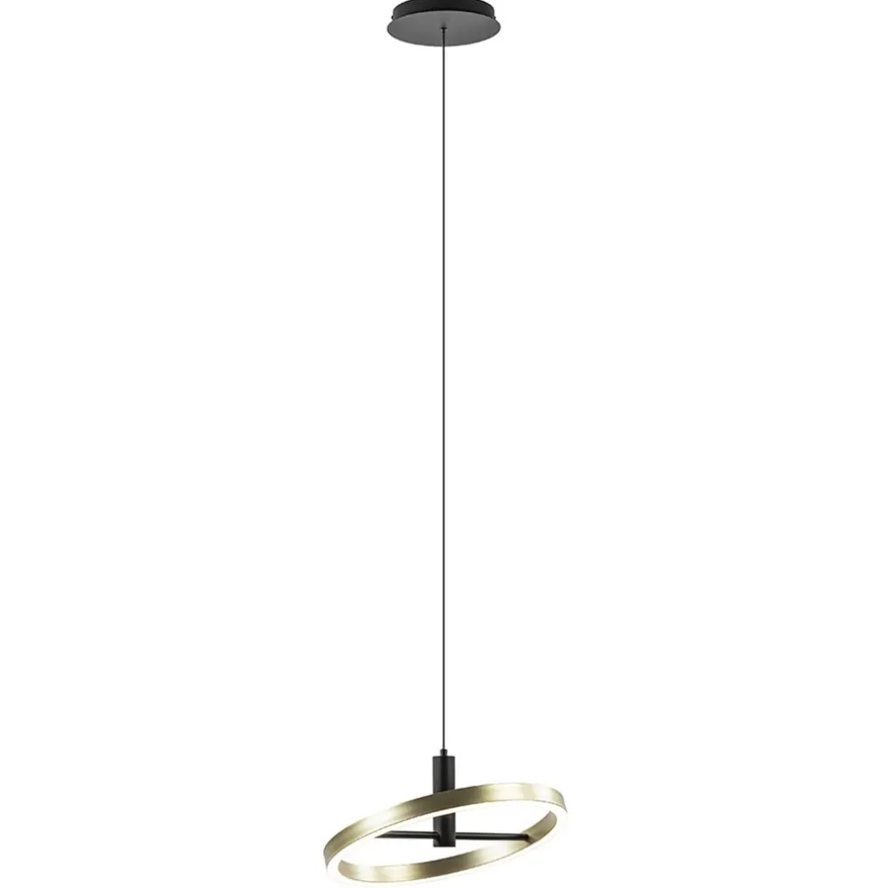 LED hanglamp Circle zwart/goud 3-standen dimbaar