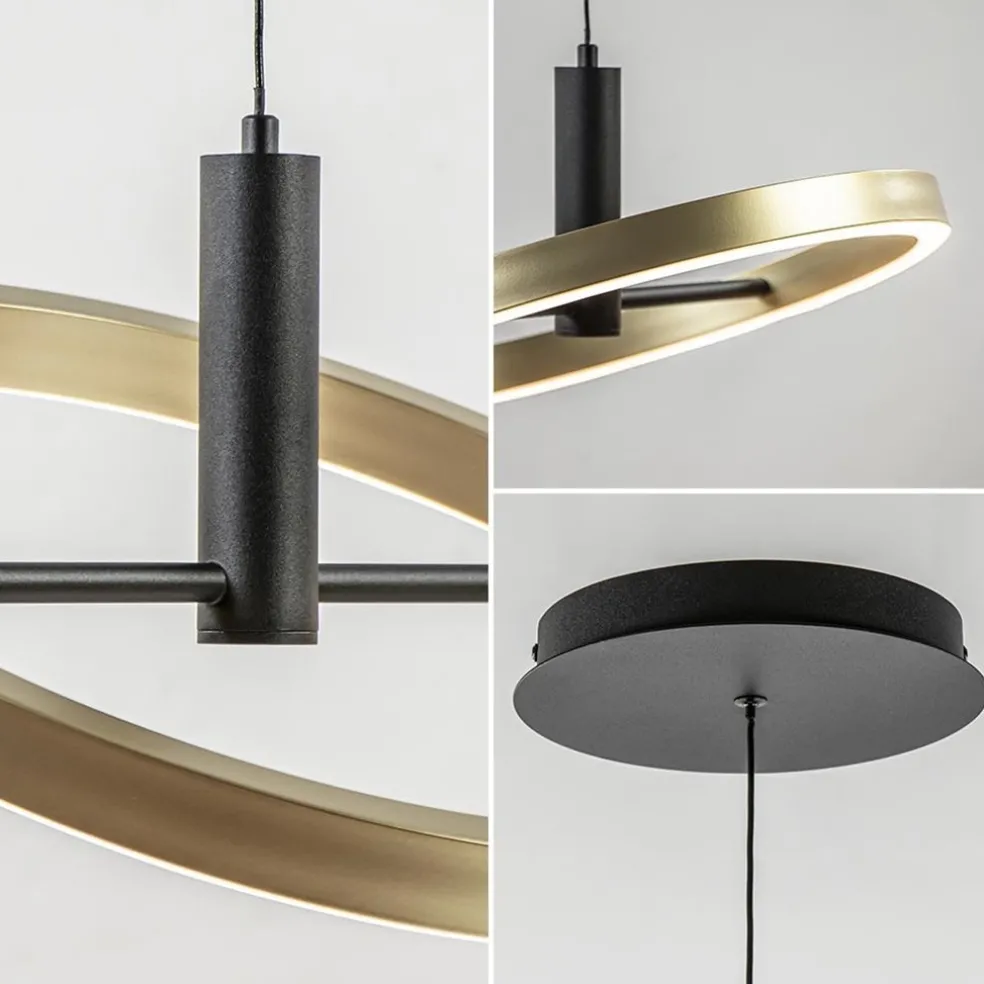 LED hanglamp Circle zwart/goud 3-standen dimbaar