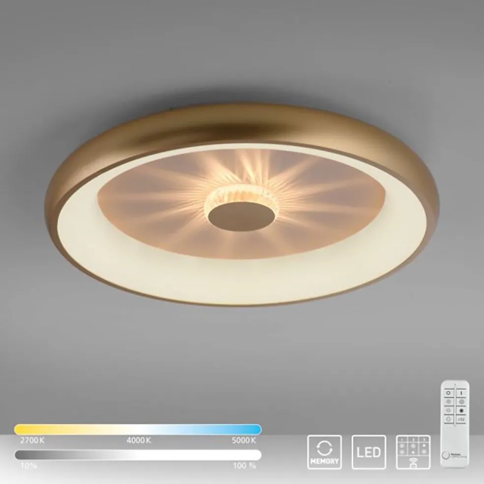 LED plafondlamp goud met kristaleffect