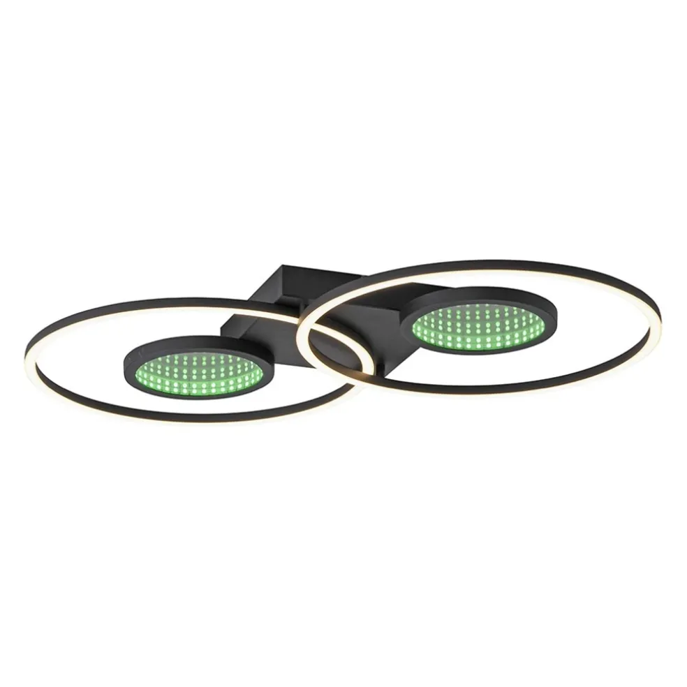 LED plafondlamp zwart ringen met RGB en memory