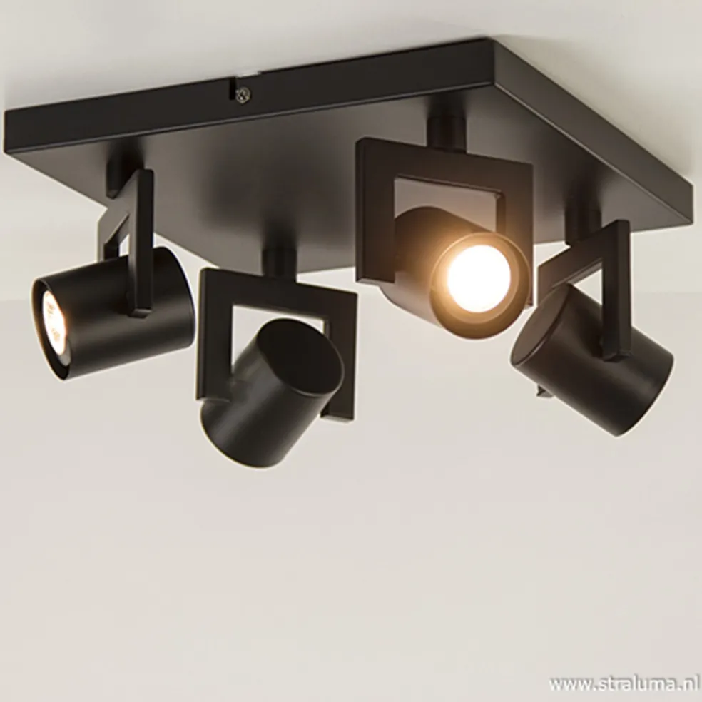 LED plafondspot vierkant mat zwart