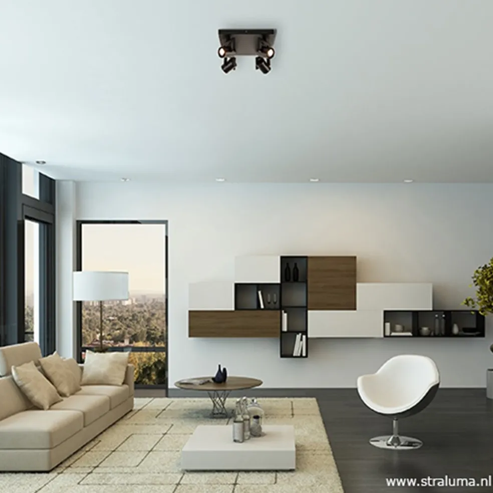 LED plafondspot vierkant mat zwart