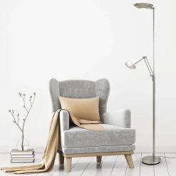 LED uplighter met verstelbare leesarm nikkel