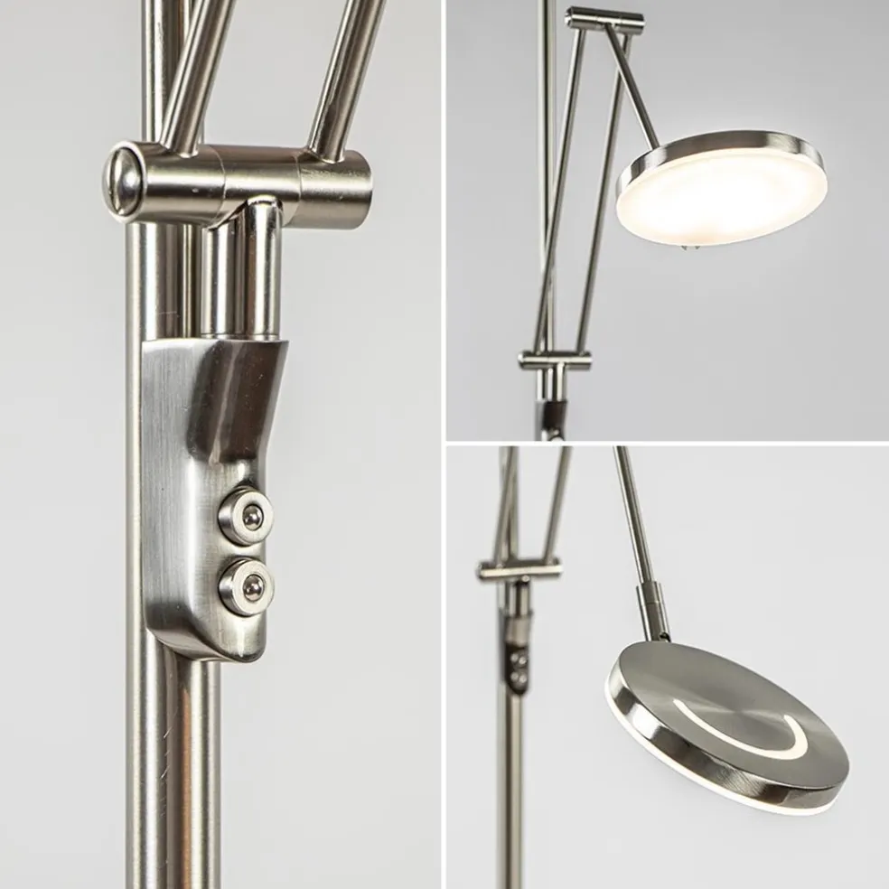 LED vloerlamp staal met uplighter en leeslamp