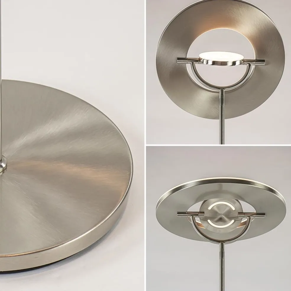 LED vloerlamp staal met uplighter en leeslamp