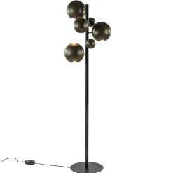 3-Lichts design vloerlamp zwart met platinum bollen