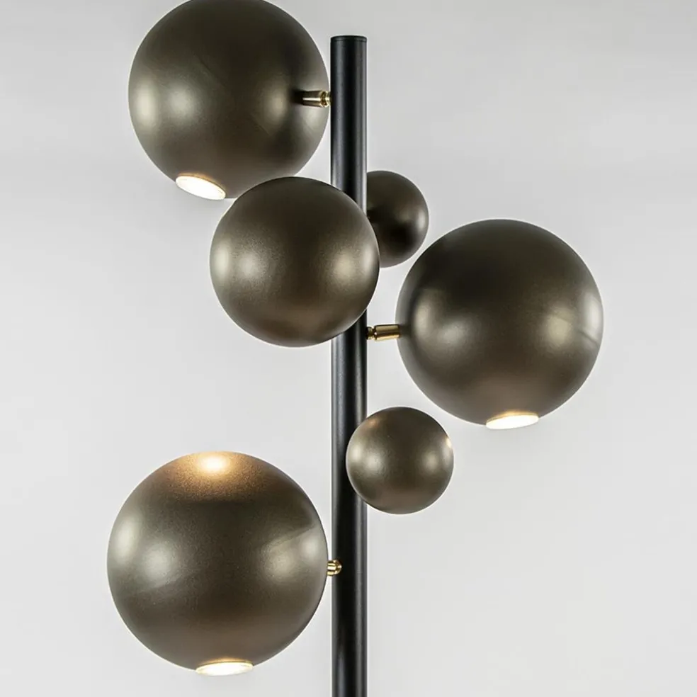 3-Lichts design vloerlamp zwart met platinum bollen