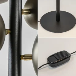 3-Lichts design vloerlamp zwart met platinum bollen