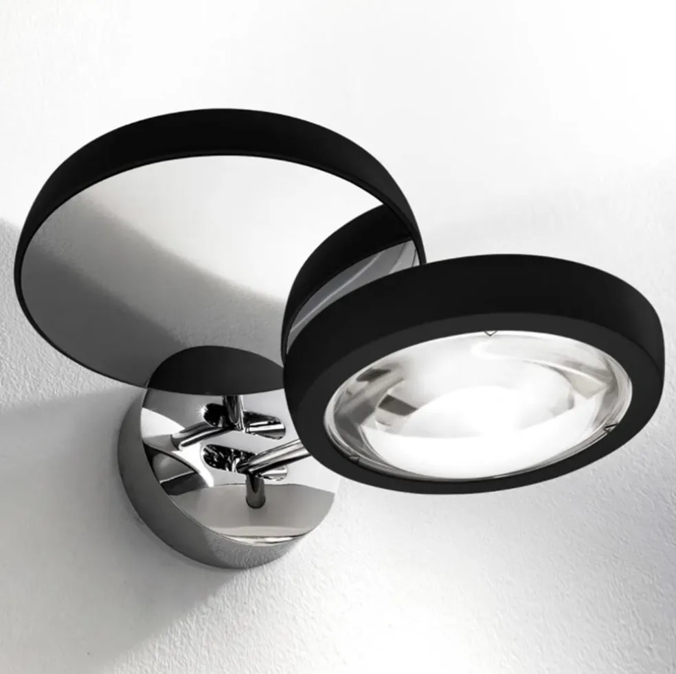 2-Lichts design wandlamp Nautilus zwart/chroom