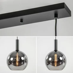 3-Lichts eettafelhanglamp mat zwart met smoke glas 30 cm