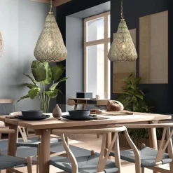 2-Lichts eettafelhanglamp mat goud/zwart oriental