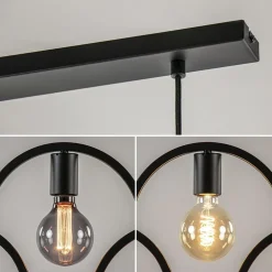 5-Lichts eettafelhanglamp ringen mat zwart