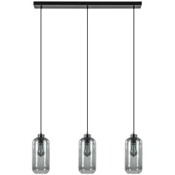 3-Lichts eettafelhanglamp smoke glas cilinder