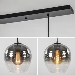 3-Lichts eettafelhanglamp smoke/helder glas