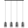 4-Lichts eettafelhanglamp smoke glas met verloop