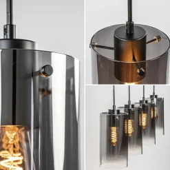 4-Lichts eettafelhanglamp smoke glas met verloop