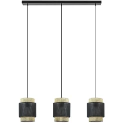 3-Lichts eettafelhanglamp webbing met zwart