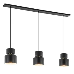 3-Lichts eettafelhanglamp zwart met goud accent