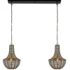 2-Lichts hanglamp Khedira mat zwart/brons