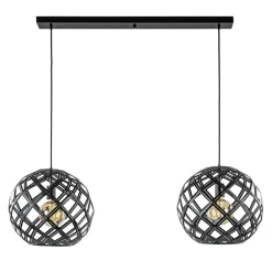 2-Lichts hanglamp Scandinavisch/landelijk mat zwart