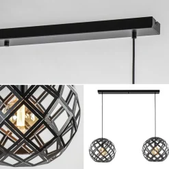 2-Lichts hanglamp Scandinavisch/landelijk mat zwart