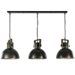 3-Lichts hanglamp Shelly landelijk metaal met hout