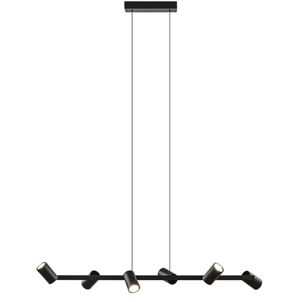 6-Lichts hanglamp spots verstelbaar zwart
