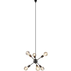 6-Lichts hanglamp zwart exclusief lichtbron