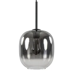 1-Lichts hanglamp zwart met smoke/helder glas