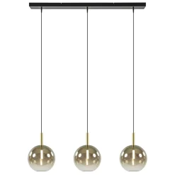 3-Lichts LED eettafelhanglamp met gold fading glas