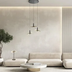 3-Lichts LED hanglamp ringen rond zwart/goud dimbaar