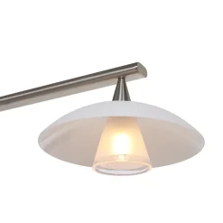 4-Lichts LED hanglamp staal met witte schotels dimbaar