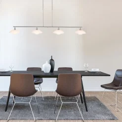 4-Lichts LED hanglamp staal met witte schotels dimbaar