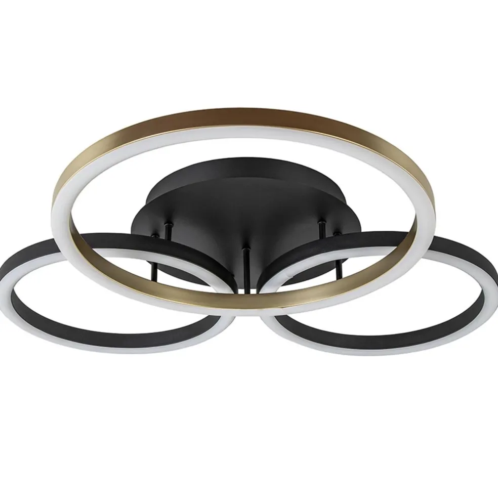3-Lichts LED plafondlamp zwart/goud 3-standen dimbaar