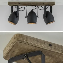 3-Lichts opbouwspot mat zwart met hout