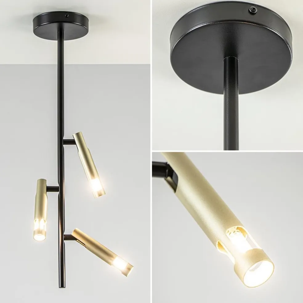 3-Lichts plafondlamp G9 zwart met goud