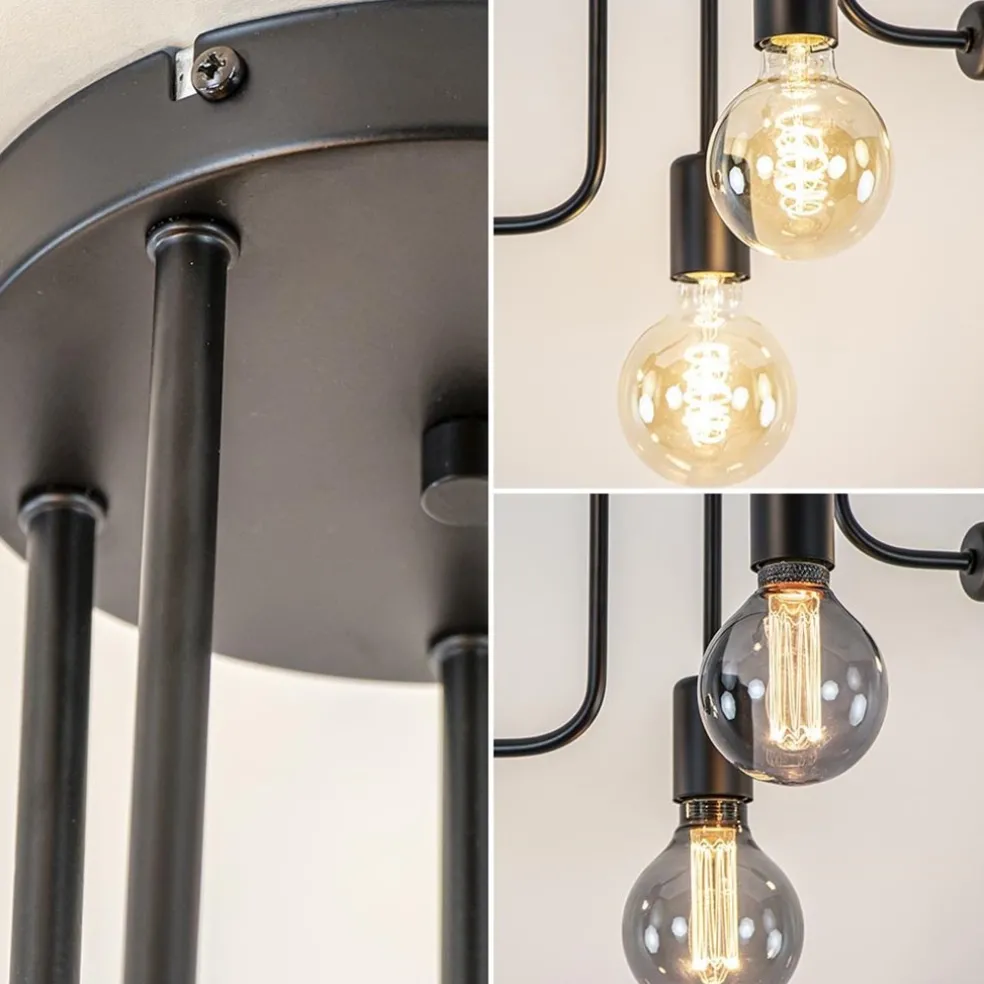 5-Lichts plafondlamp pendel mat zwart excl lichtbronnen