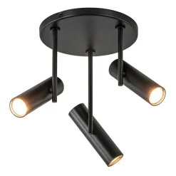 3-Lichts plafondspot rond zwart GU10 mini