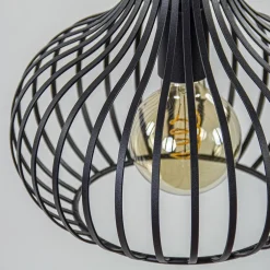 3-Lichts ronde hanglamp met zwarte draadkappen