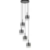 5-Lichts ronde hanglamp zwart met titanium/helder glas