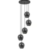 5-Lichts ronde hanglamp zwart met smokey glas