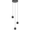 3-Lichts ronde LED hanglamp bollen zwart met goud