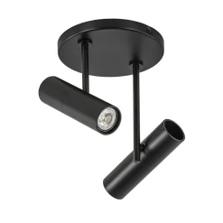 2-Lichts ronde opbouwspot met cilinders zwart