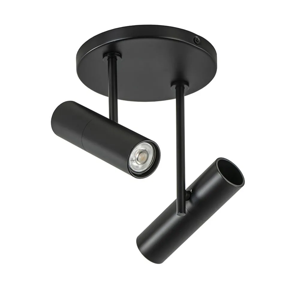 2-Lichts ronde opbouwspot met cilinders zwart