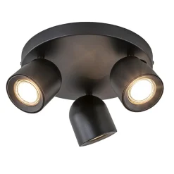 3-Lichts ronde opbouwspot zwart verstelbaar